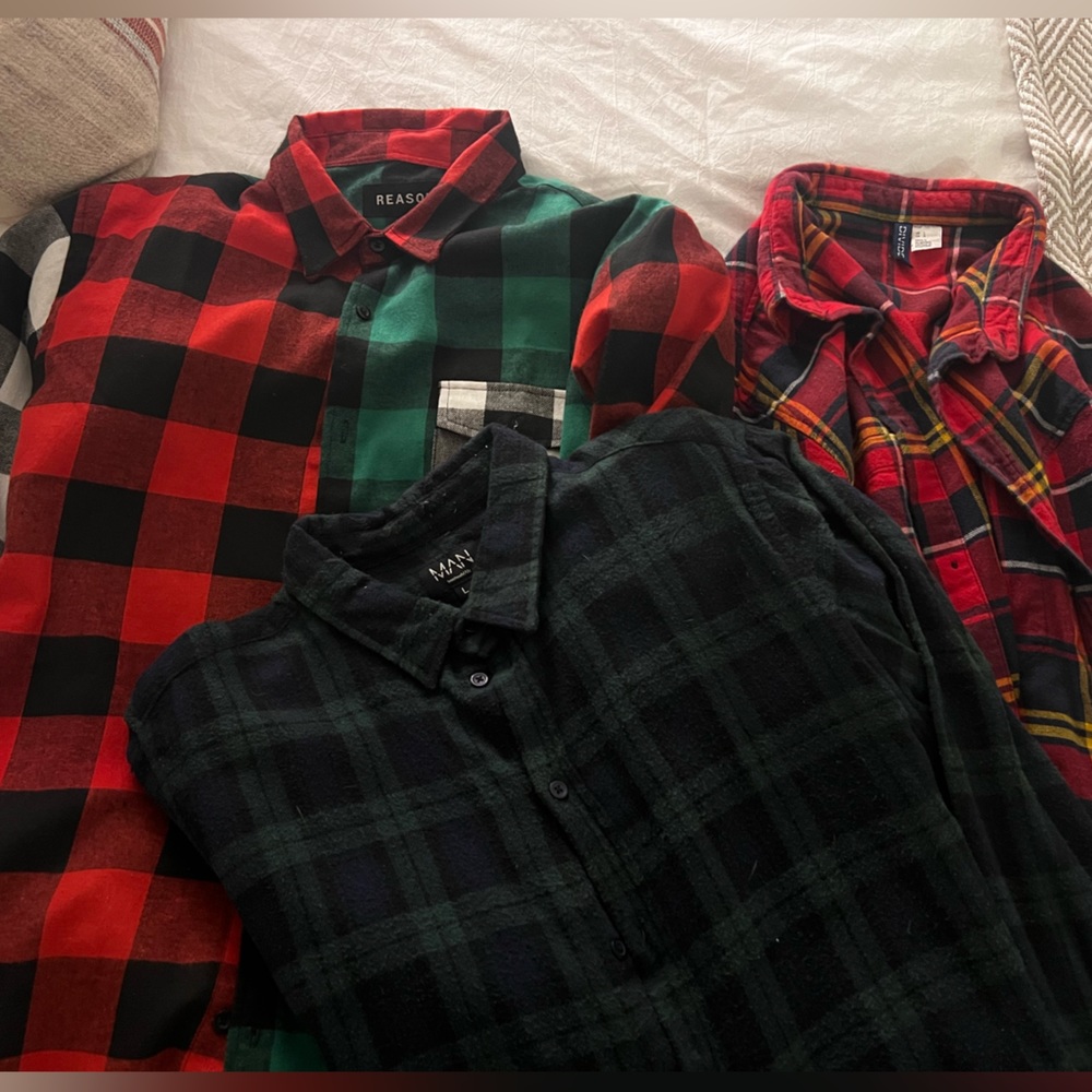 Lot of 3 mens flannels